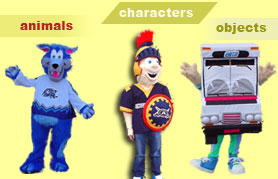 animals characters objects as entertainers at pro mascot